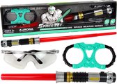 Space toy -lightsaber - lichtgevend zwaard met veiligheidsbril - met geluid