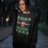 Foute Kersttrui - Kleur Zwart - Hail Santa Snowy Trees - Maat S - Uniseks Pasvorm - Kerstkleding voor Dames & Heren