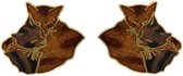 Behave - Clipoorbellen Katten Bruin Oranje - Vintage - Dierlijk - Nikkelvrij