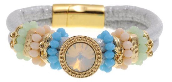 Bracelet Behave avec cordon métallique, perles facettées et pierre