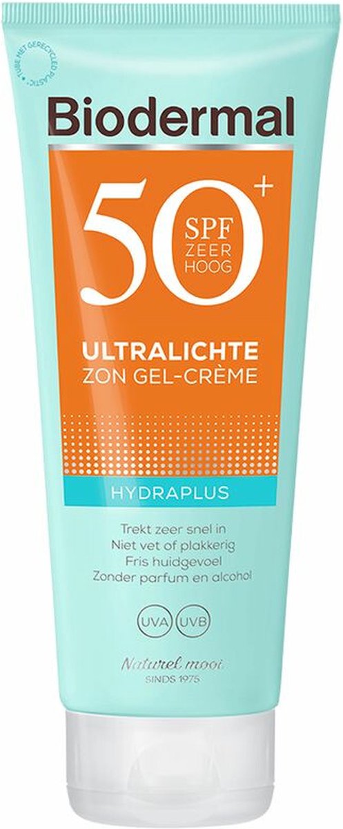 Biodermal Hydraplus Ultralichte Zon Gel-Crème SPF 50 - Zonnebrand met Factor 50 - Zonnebrand met hyaluronzuur