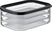 Mepal - boîte à viande Modula 3 couches - noir - boîte de rangement avec couvercle - vue du contenu - empilable - boîte de réfrigérateur