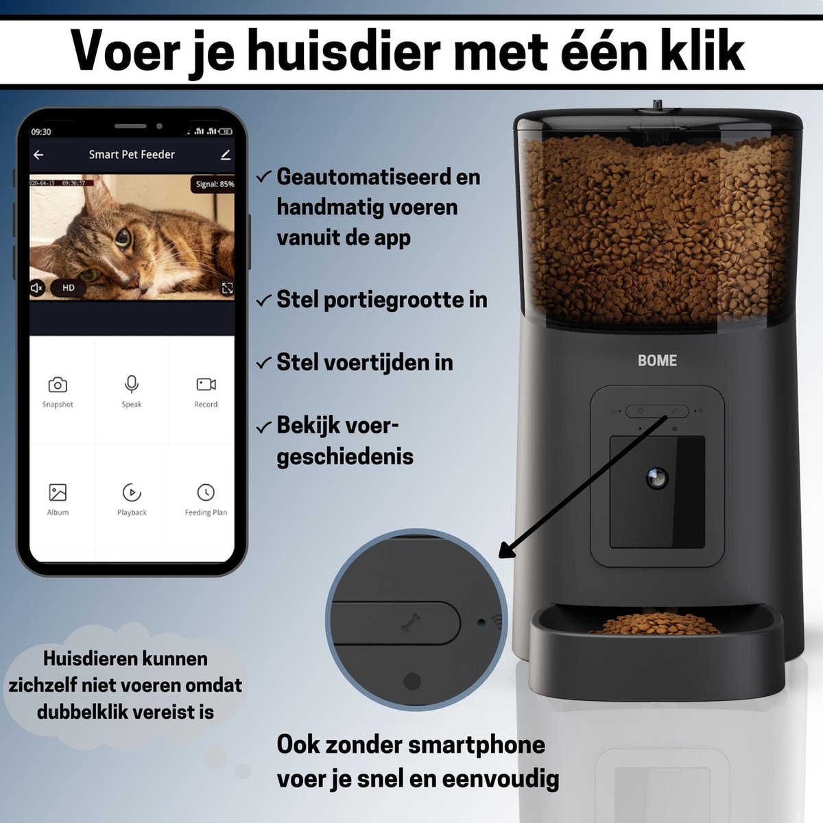 Afbeelding 2 van BOME Voerautomaat met Camera en Audio - Inclusief SD-Kaart - Zwart