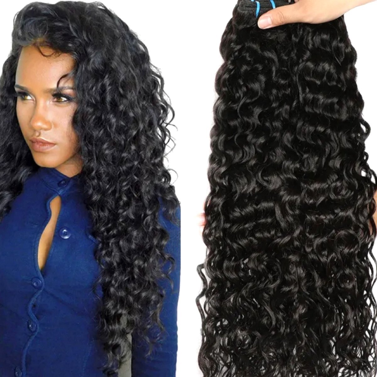 Braziliaanse remy weave - 16 inch water diep golf hair extensions - echt menselijke haren 100g per 1 stuks