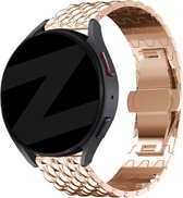 Bandz universeel 20mm stalen band 'Dragon' geschikt voor Samsung Galaxy Watch Active 1/2 40 & 44mm / Watch 1 42mm / Watch 3 41mm / Gear Sport / Polar Ignite 1-2-3 / Unite / Pacer - Hoogwaardig staal - Inclusief horloge inkorter - roségoud