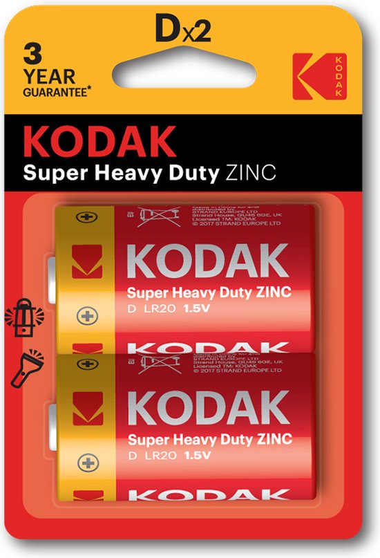 Kodak CTA30946385, Wegwerpbatterij, D, Zinkchloride, 1,5 V, 6000 mAh, 0 - 45 °C