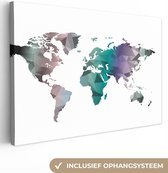 Carte du monde artistique sur toile déco murale couleur grand 150x100 cm | Carte du monde peinture sur toile