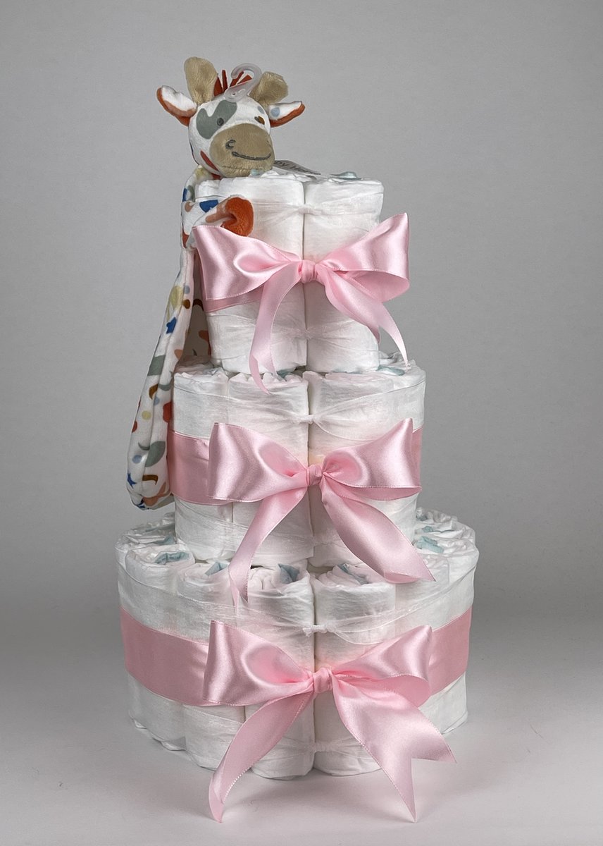 Goedkoopste Chouette-Chouette | Luiertaart Meisje | Kraamcadeau | Geboorte Meisje | Babyshower | Tuttle Giraffe Gilles Roze