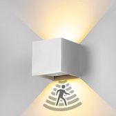 XEOD LED Wandlamp Met Bewegingssensor – Sensor Buitenlamp Binnen Lamp – Waterbestendig – 2700 K – Vierkant – Wit
