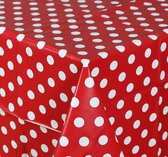 Wasdoek tafelkleed afwasbaar vierkant 140 x 200 cm punten rood