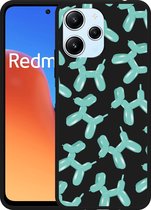 Cazy Hoesje Zwart geschikt voor Xiaomi Redmi 12 4G Ballon Hondjes