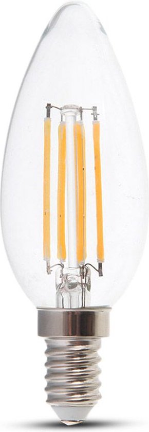 Lampe à filament LED E14 - 4 Watt et 400 lumens - Couleur de lumière blanc chaud 3 000 K - Angle de faisceau de 300° - 20 000 heures de combustion adaptée aux raccords E14