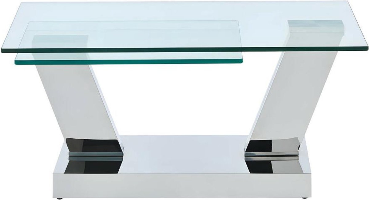 Table basse avec plateau tournant JOLINE - verre trempé et métal L 131,5 cm  x H 42 cm