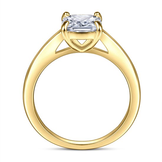 Elara - 18k Geelgouden Cushion Solitair Moissanite Ring - 5 karaat