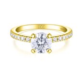 Finesse - 18k Geelgouden Moissanite Verlovingsring met Zijstenen - 1.2 karaat