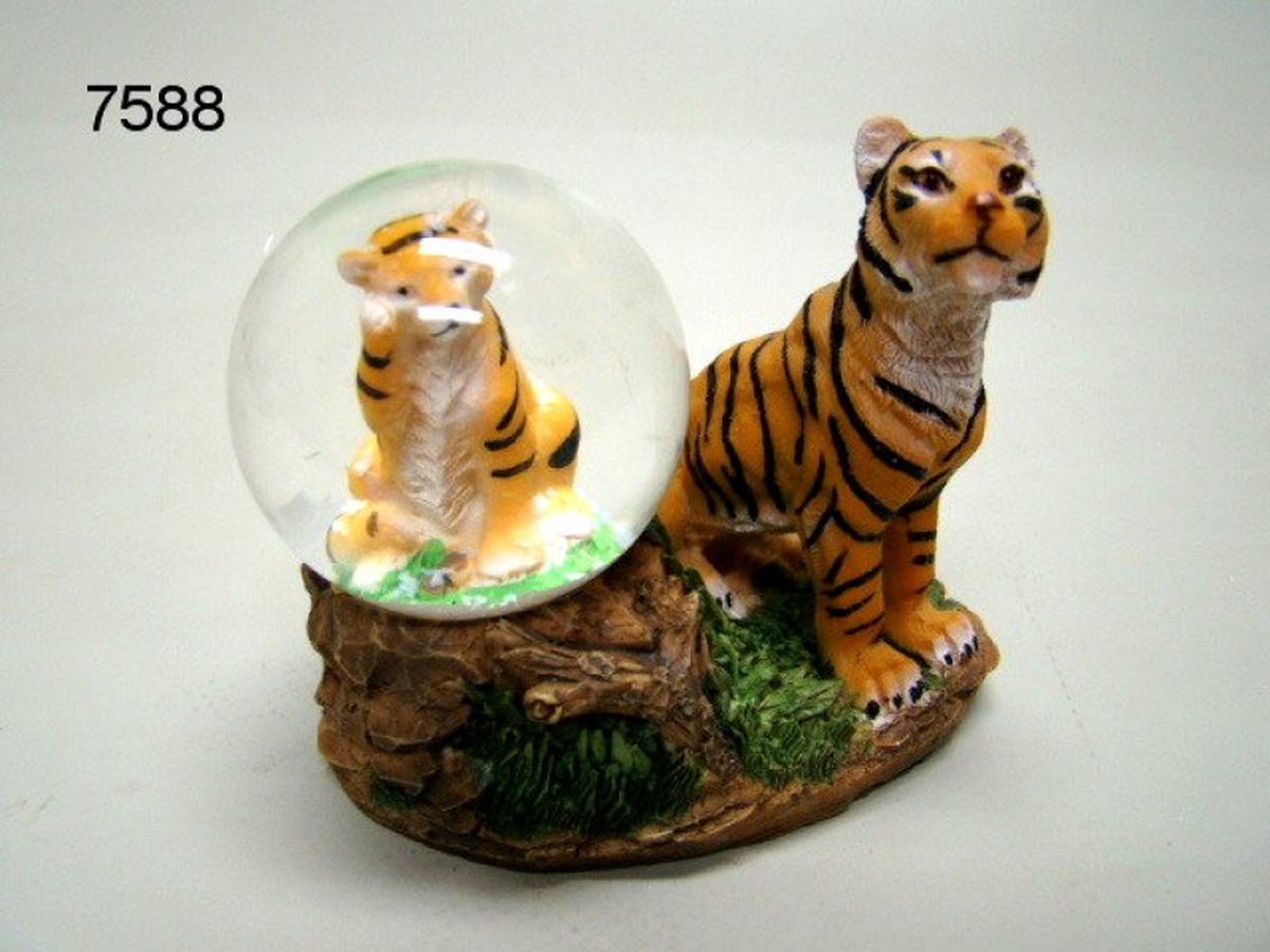 Sneeuwbol Tijger - Ø 4,5 cm - Hoogte 7 cm - Decoratief Miniatuur