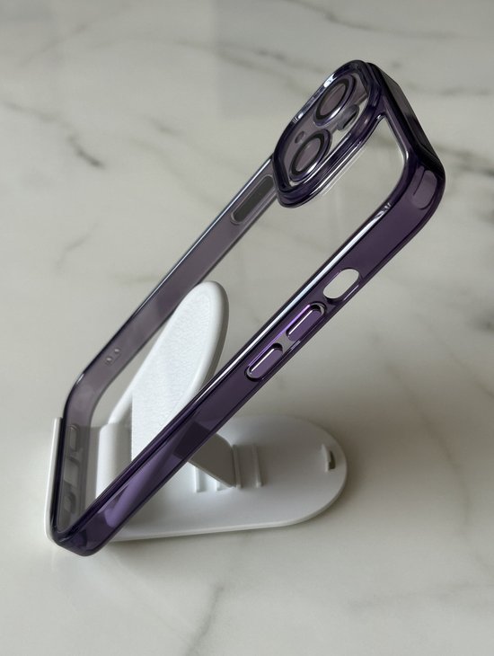 Nano Coating de haute qualité 2,5 mm avec étui lens d'appareil photo - Coque arrière en Siliconen avec Glas intégré pour étui de protection d'objectif d'appareil photo - Convient pour Apple iPhone 13 / iPhone 14 - Zwart/ Transparent