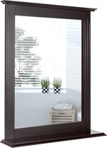Badkamerspiegel met plank, rechthoekig, 68,5 x 57 x 12 cm, wandspiegel, hangspiegel, bruin, spiegel badkamer
