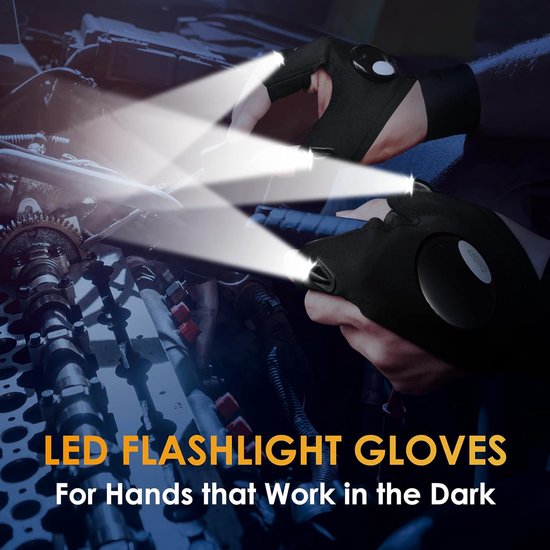 Gants LED Equivera - Rechargeables - 2 Lampes - Gants lumineux - Gant lampe  de poche 