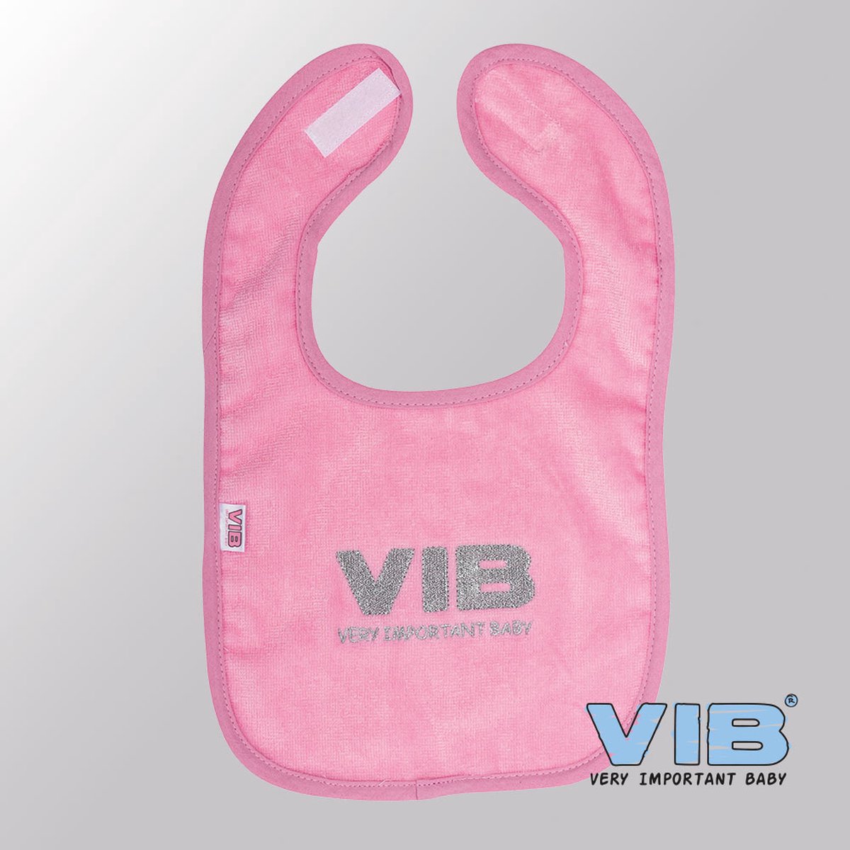 Goedkoopste VIB® - Slabbetje Luxe velours - VIB Pink Silver - Babykleertjes - Slabbetjes - zwangerschap aankondiging - baby aankondiging