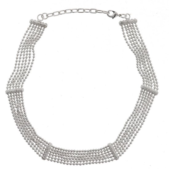 Behave Ketting - choker - zilver kleur - dames - minimalistisch - bolletjes schakel - 33 cm