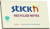 Stick'n recycled sticky notes - 76x127mm, Pastel Geel, 100 memoblaadjes