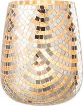J-Line windlicht Mozaiek - glas - zilver/goud - extra large