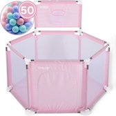 Twinky® Grondbox - Inklapbare Babybox & Speelbox met 50x Oceaan Ballen - Kruipbox voor Baby - Kinderbox - Playpen - Opbouwbare Baby box