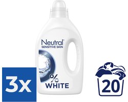 Neutral - Vloeibaar Wasmiddel - Witte Was - 1 Liter - 20 wasbeurten - Voordeelverpakking 3 stuks