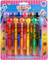 Fruity Squad - Gelpennen - 12 Kleuren en Geuren - Gelpennen met geur - Pennen met Pom Pom - Kinderen - Schrijven - Kleuren - Creatief - Knutselen - Fruitgeur - Cadeau - Schoencadeau