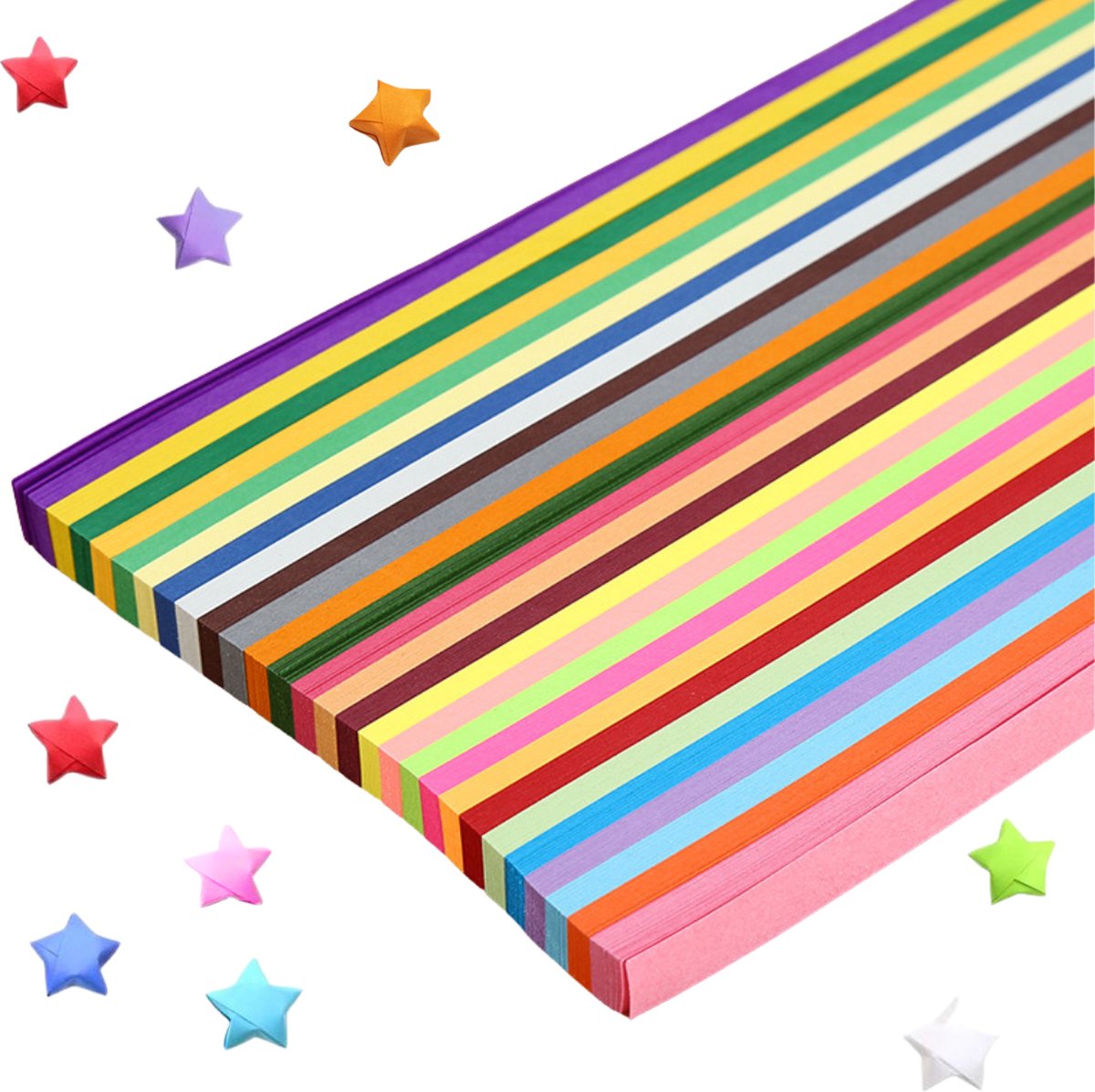 Papierstroken in 27 kleuren - 1080 stuks - Papier voor vouwen van gelukssterren - 1CMx24CM - Lucky Stars/Muizentrappetjes - Winkrs
