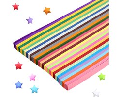 foto van Papierstroken in 27 kleuren - 1080 stuks - Papier voor vouwen van gelukssterren - 1CMx24CM - Lucky Stars/Muizentrappetjes