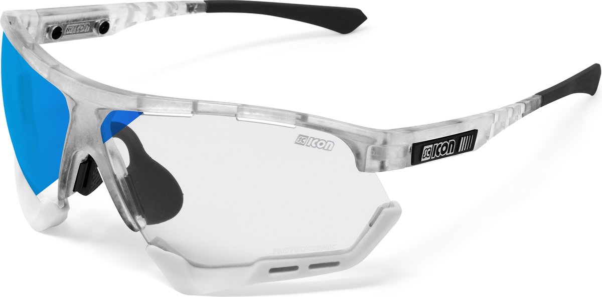 Scicon - Fietsbril - Aerocomfort XL - Frozen Matte - Fotochrome Lens Blauw Spiegel
