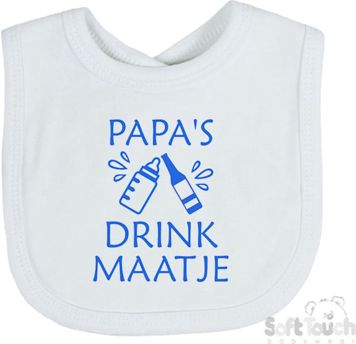 Goedkoopste Soft Touch Slabber Slabbetje Slab Papa's drink maatje Vaderdag Unisex Katoen Wit/blauw Maat 33x22 Cm