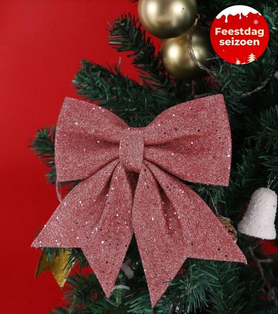 5 stuks kerstlinten en strikken, ornamenten voor de kerstboom, grote