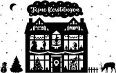Raamsticker Kersthuis 30x30 cm - Kerst - Herbruikbaar- Statisch raamfolie zwart