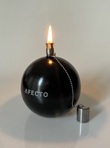 Afecto Mat Zwarte Oliebrander - olielamp - Hoogte: 10 cm, Breedte: 9 cm - Voorzien van een duurzame glasvezel lont