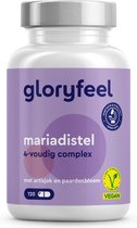 gloryfeel - Mariadistel (500 mg) met artisjok (400 mg), paardebloem (150 mg) en desmodium (50 mg) - Hoog gedoseerd met silymarine - 120 veganistische capsules - Laboratorium getest, zonder toevoegingen en geproduceerd in Duitsland