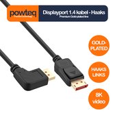 Powteq premium - Displayport 1.4 kabel - 5 meter - Haakse stekker - Gold-plated - Haaks naar links - 4K video