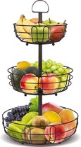 3-laags fruitmanden, fruitstandaard voor in de keuken, metalen staande fruitkom, opbergmand voor groenten, verwijderbare fruitmand voor fruit, groenten, taarten - brons.
