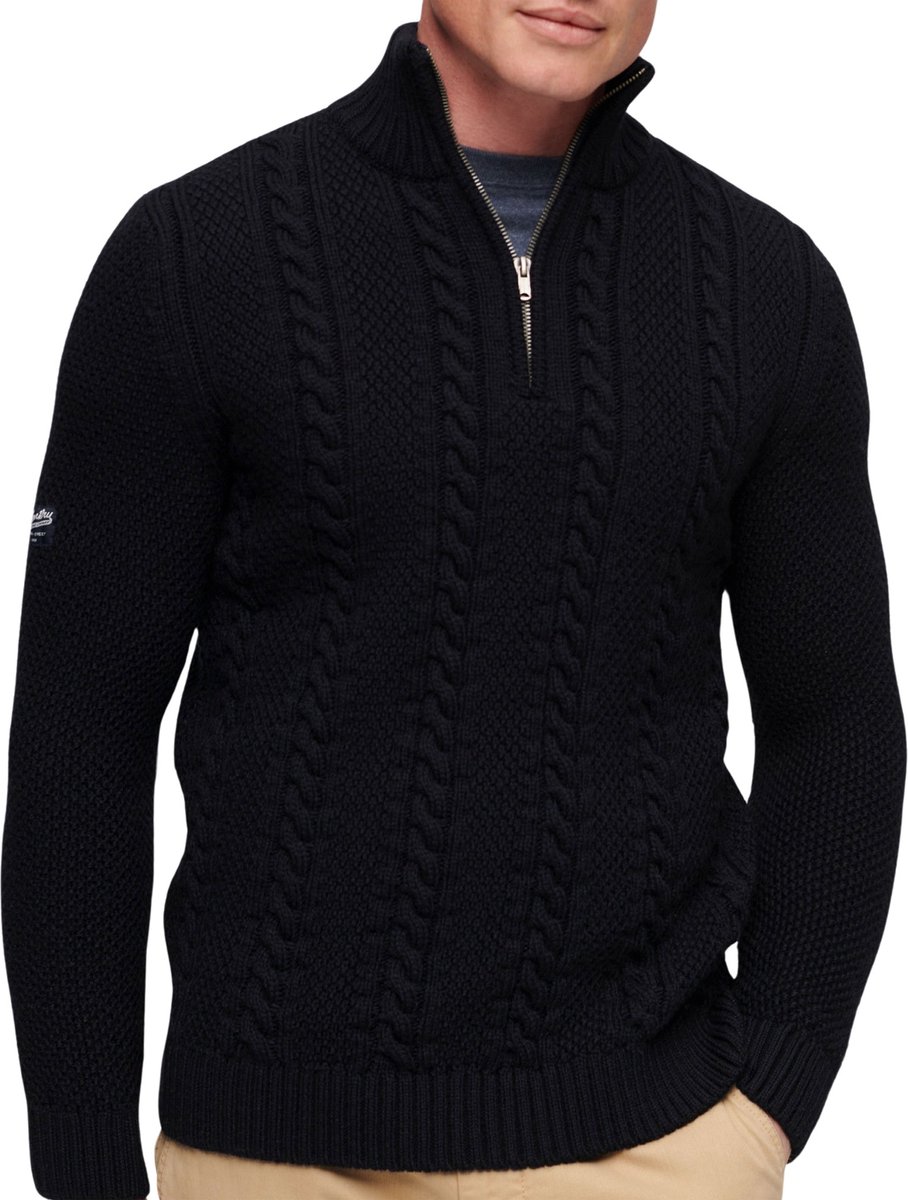 Superdry Vintage Jacob Henley Heren Trui Toasted Chocolate Brown Maat Xl bol