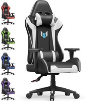Bol.com Ergonomische Gamer Stoel - BIGZZIA Gamer stoel met hoofdsteun en lendenkussen - 90°-155° verstelbare - Zwart en Wit aanbieding