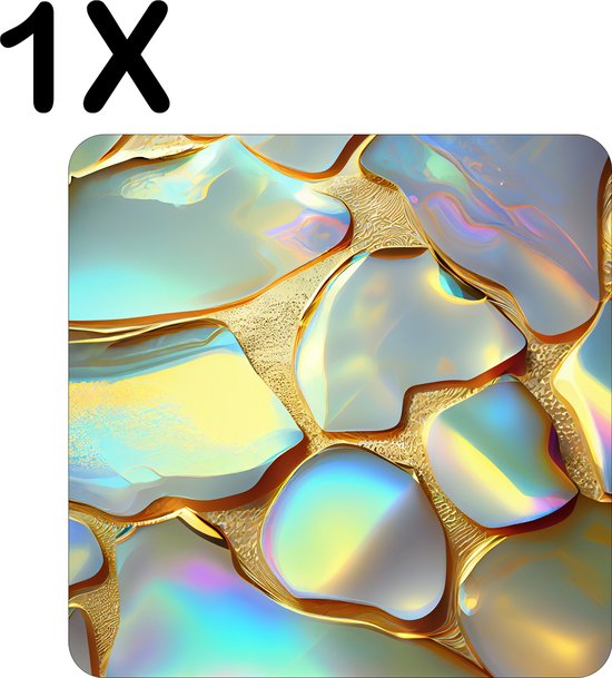 BWK Stevige Placemat Parlemour met Goud Set van 1 Placemats 50x50