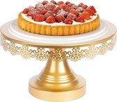 Taartstandaard met gouden voet Cakestandaard Vintage Cakestandaard Metalen presentatie voor taarten Taartdessertdecoratie voor feest bruiloft Diameter 25 cm