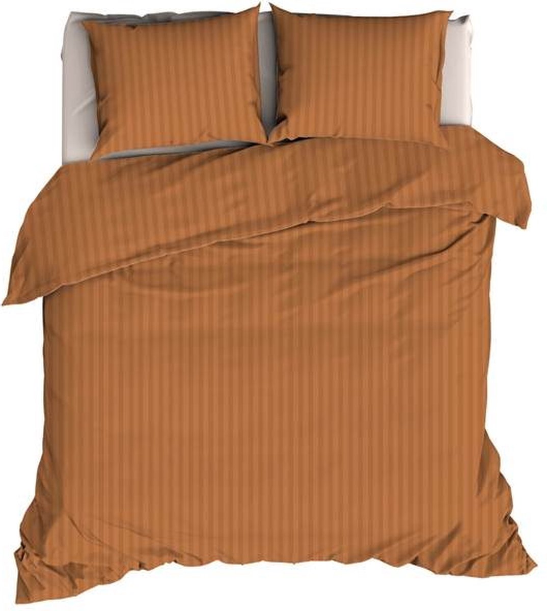 Satin D Or Satin d'Or Satijnstreep Dekbedovertrek - Extra breed - 260x200/220 cm - Spiced Terra