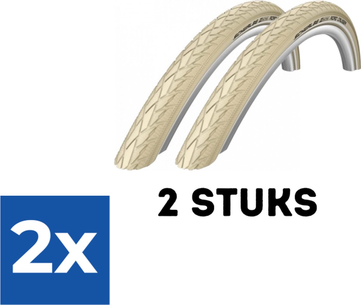 Fietsband - Buitenband - Set van 2 - Road Cruiser 26 x 1.75 (47-559) Crème - Voordeelverpakking 2 stuks