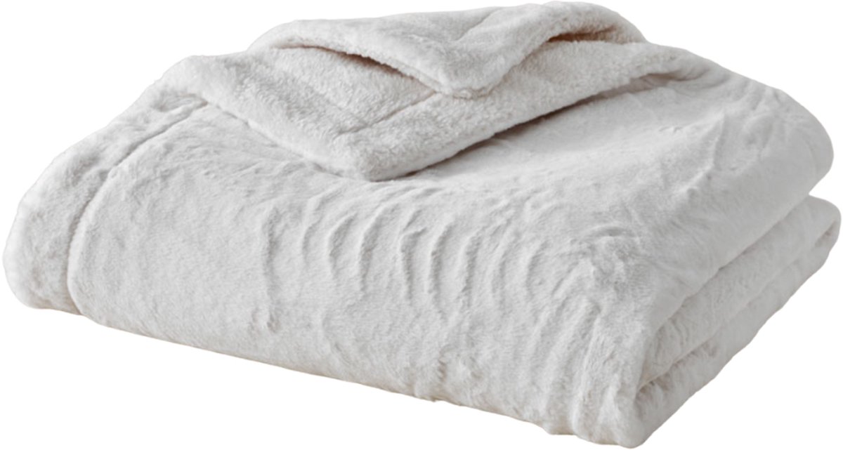 Plaids Cocooning - fleece deken - plaid - Peau de Bête blanc - Wit - Superzachte fleece - 200 cm x 150 cm