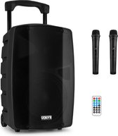 Vonyx VSP200 - 200 Watt Mobiele Speaker met Bluetooth 5.0 - 10 inch - 2 Draadloze UHF microfoons
