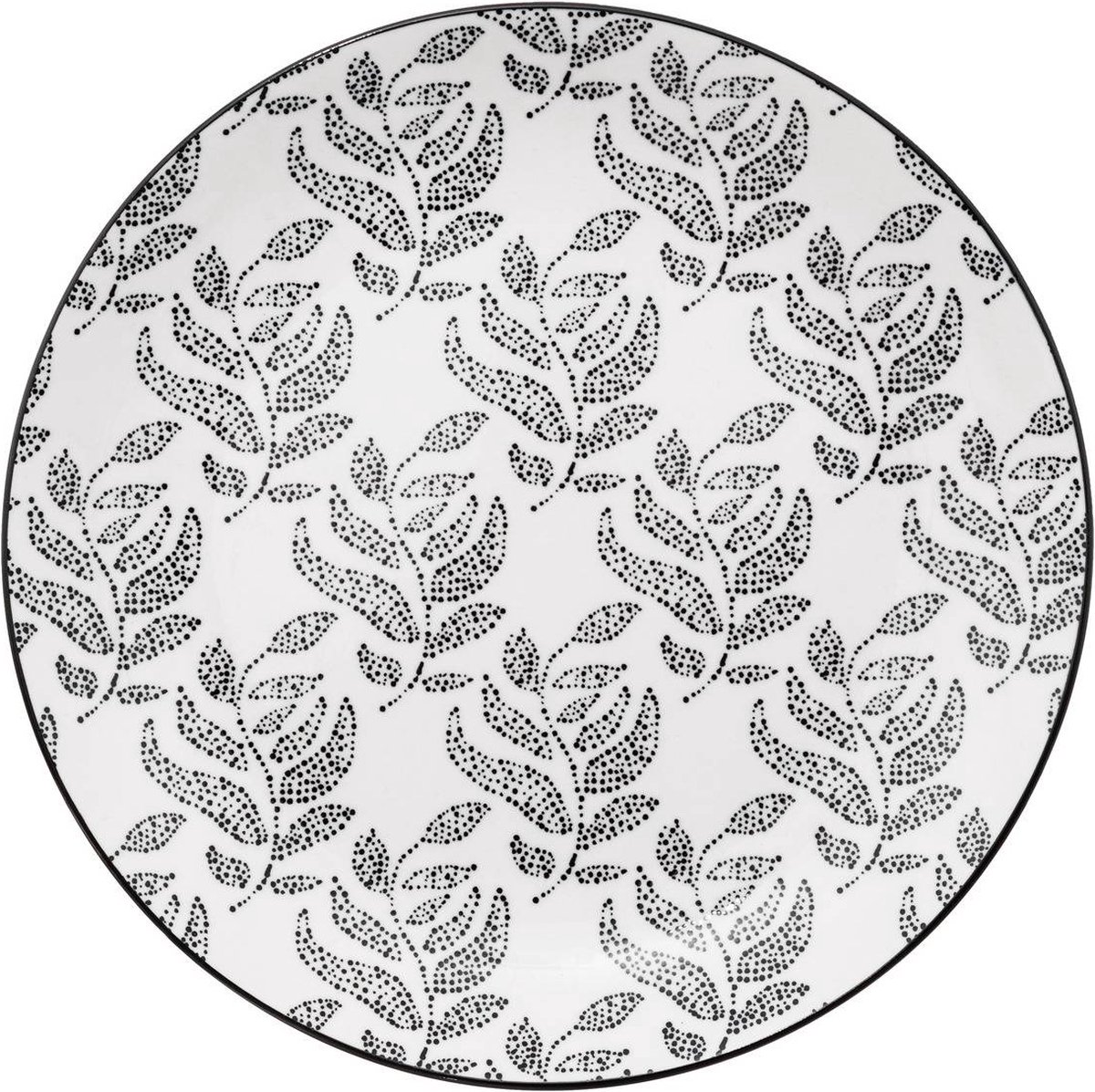 Set-6 Diner bord - Eva - porselein - zwart en wit - Ø 27 x 3 cm WM-154971
