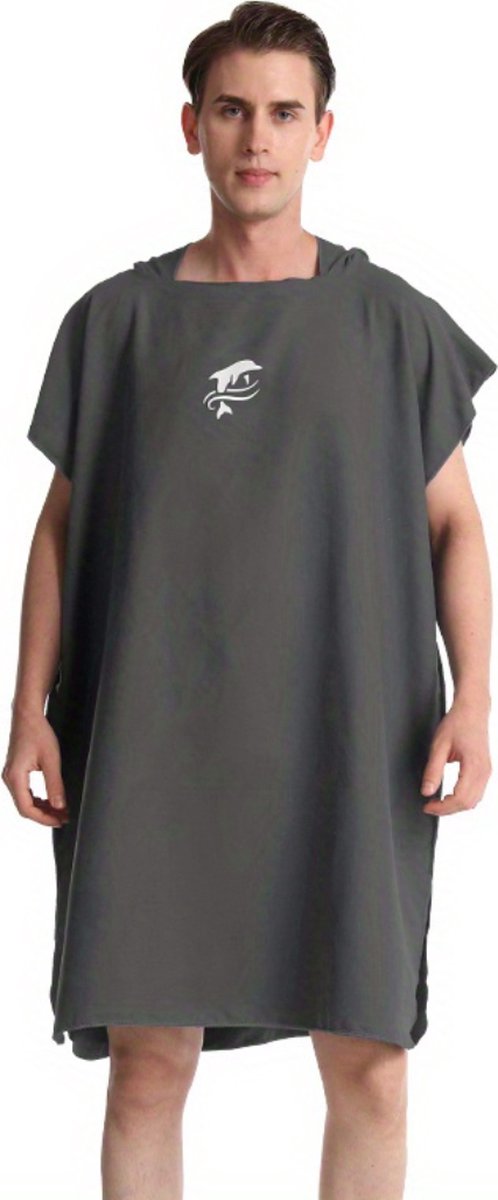 Livano Surf Poncho - Dames - Heren - Omkleed Handdoek - Volwassenen - Zacht - Poncho - Donkergrijs
